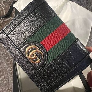 Gucci Black Wallet with Red and Green Stripe